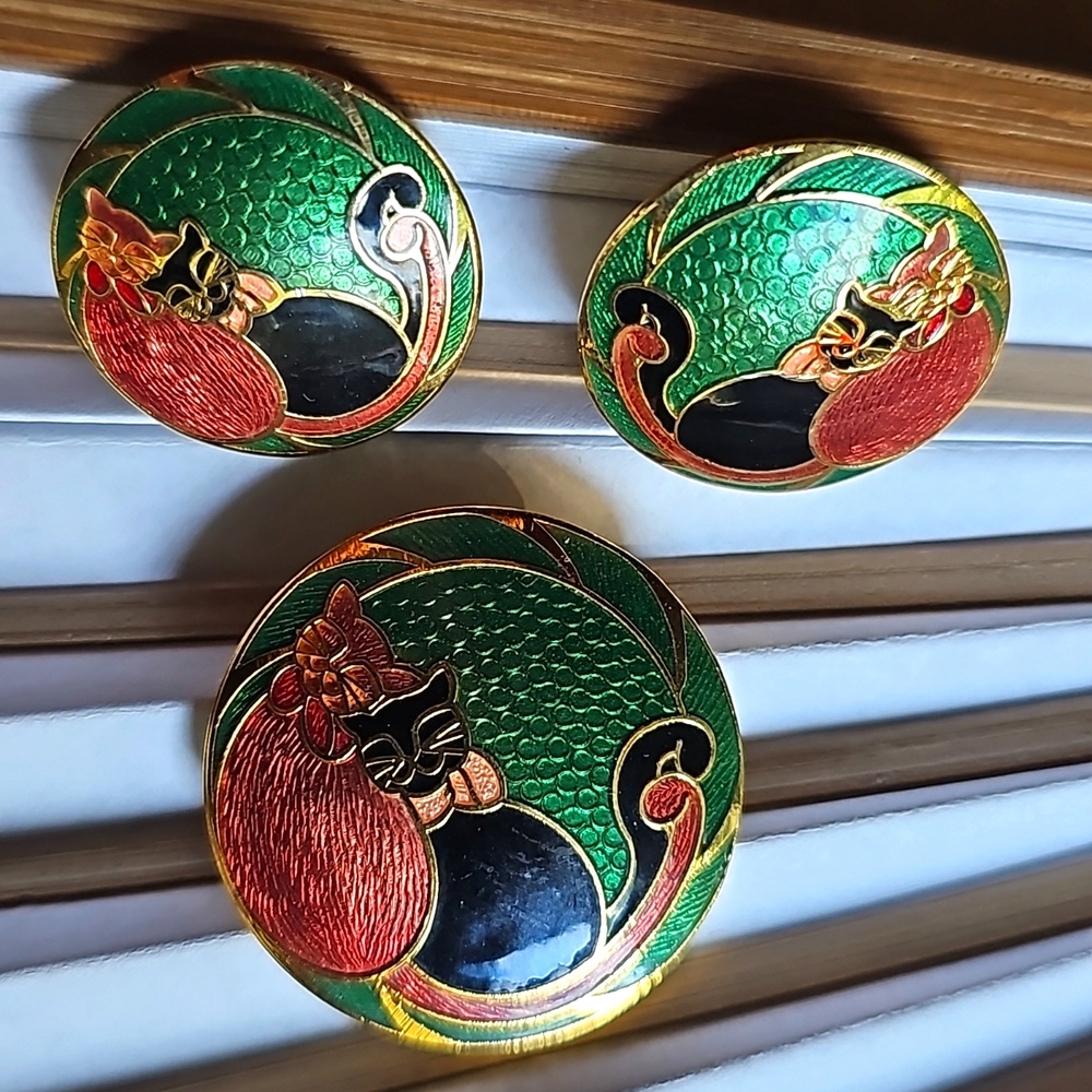 Vintage 1970s Cloisonne Enamel set